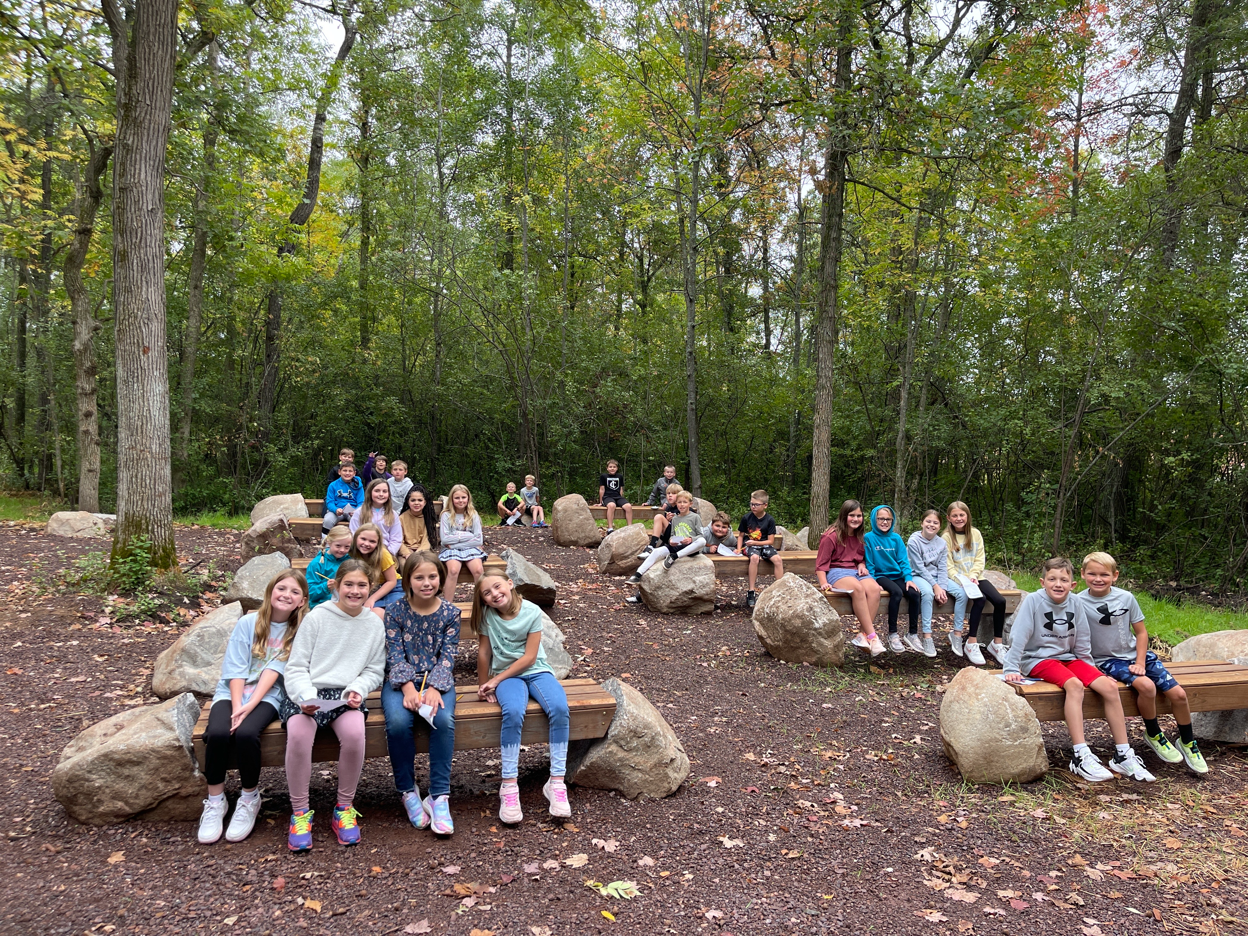 students standing on a trail