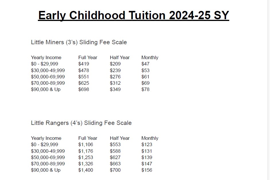 Sliding Fee Tuition 24-25