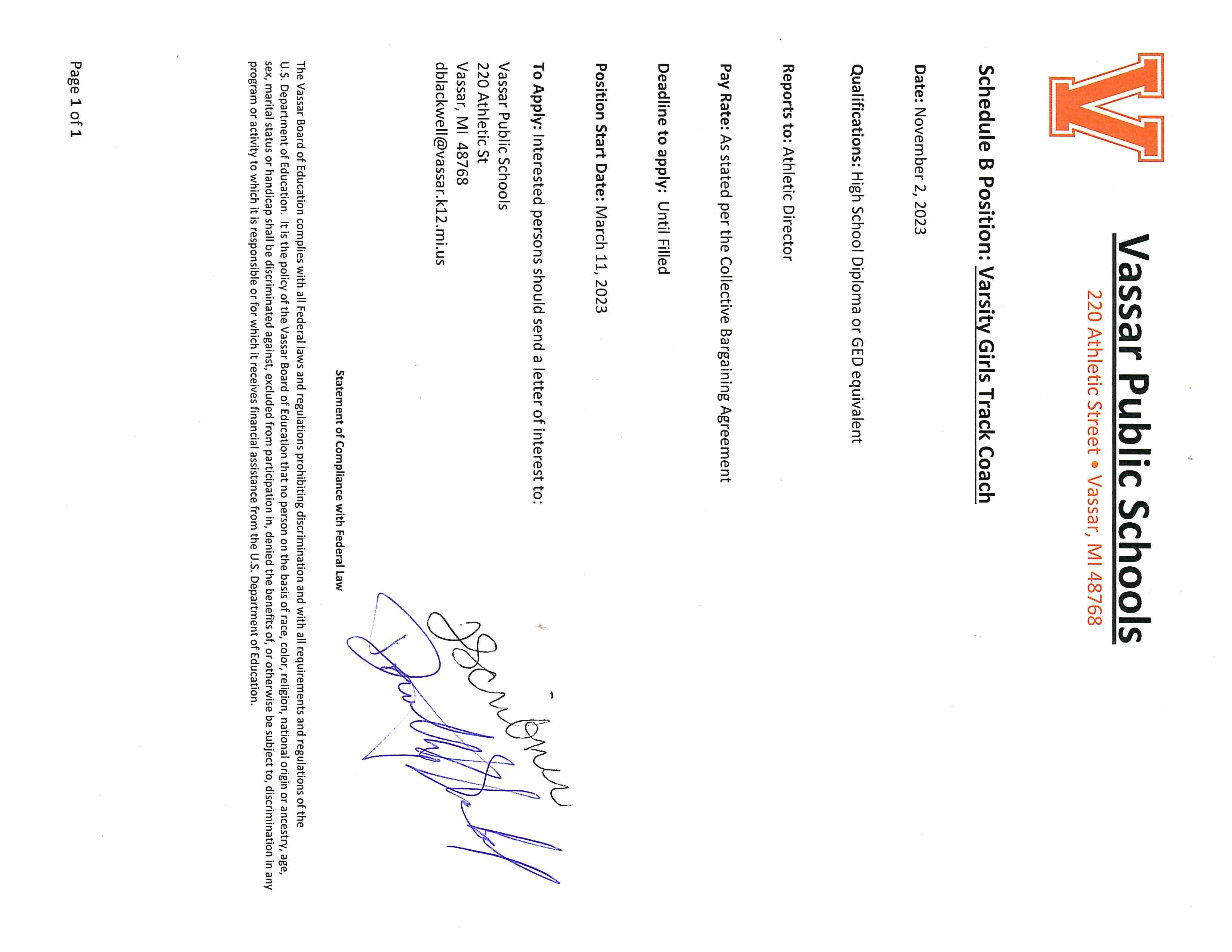 Current Openings Vassar Public Schools