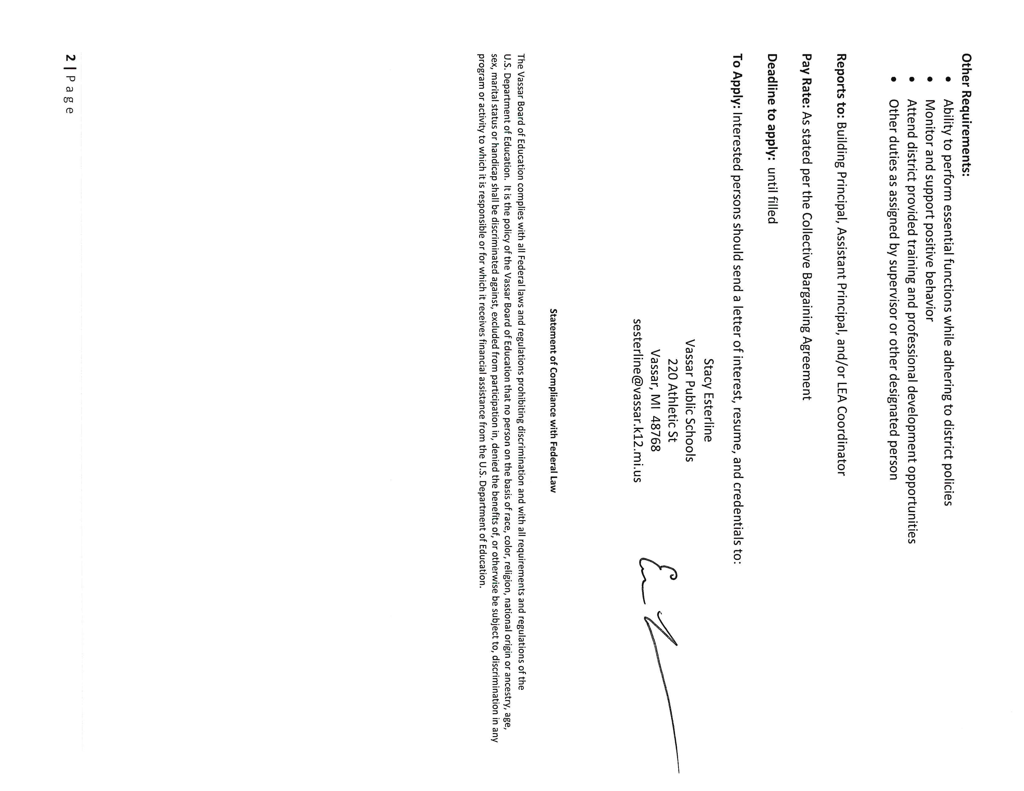 Current Openings Vassar Public Schools