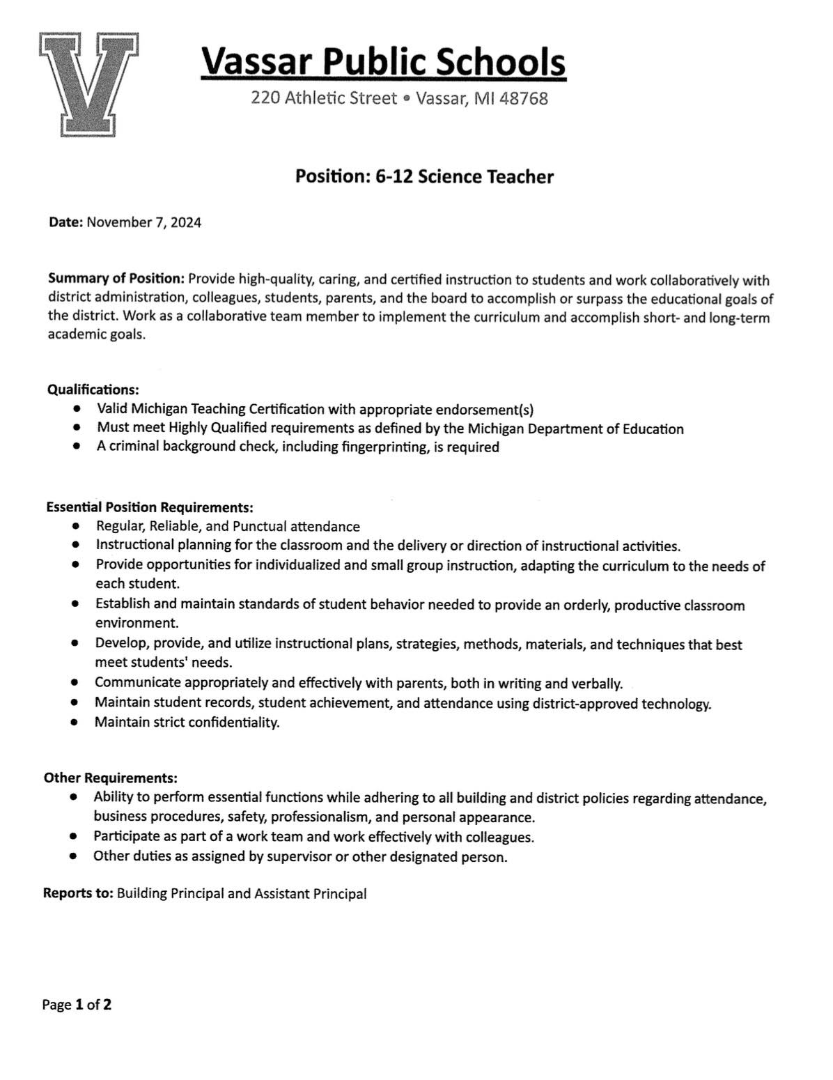 6-12 Science Teacher