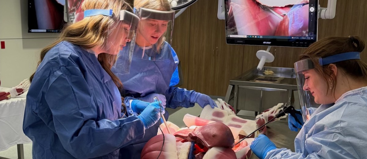 GCHS Health students at a surgical simulator