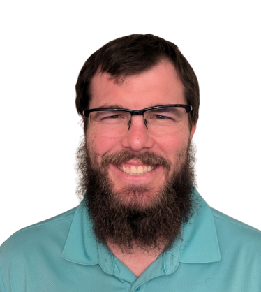 Male with glasses and blue green shirt 