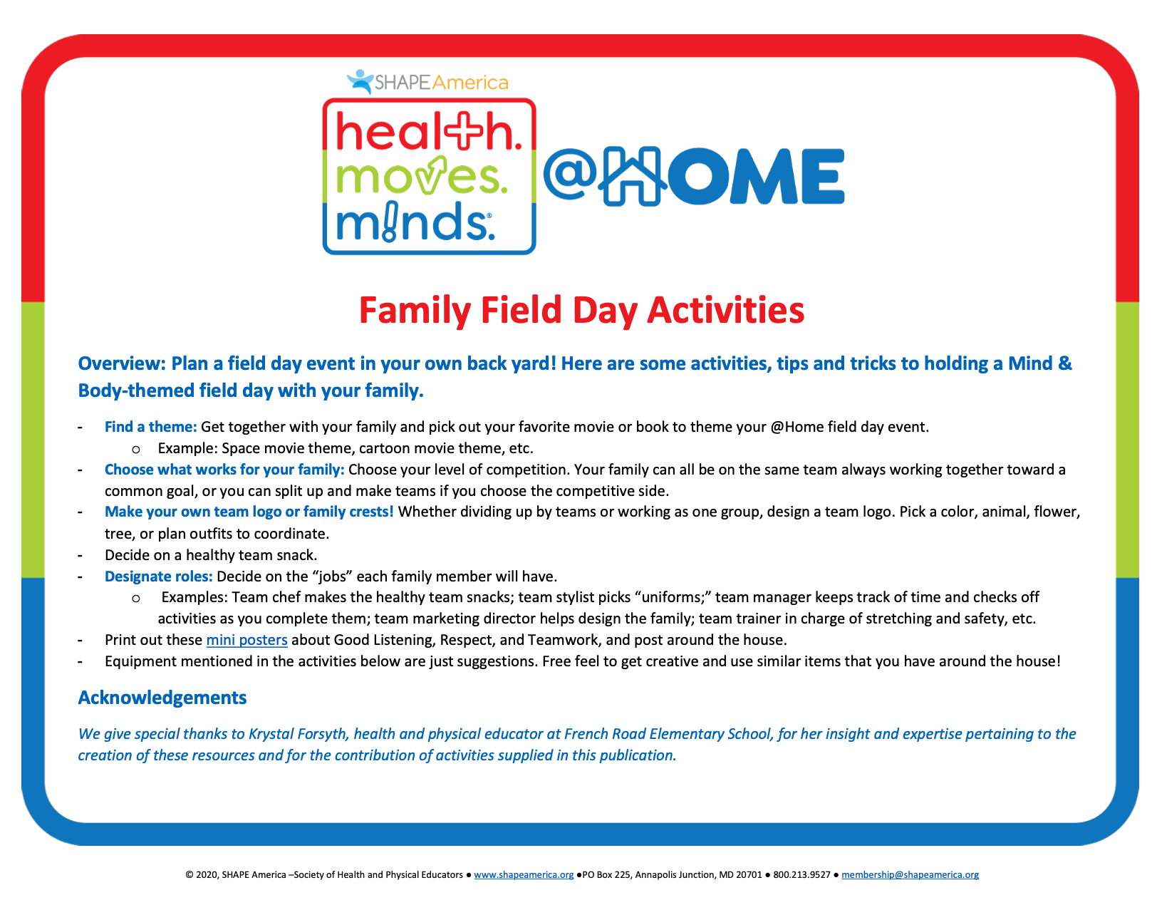 Family Field Day Activities