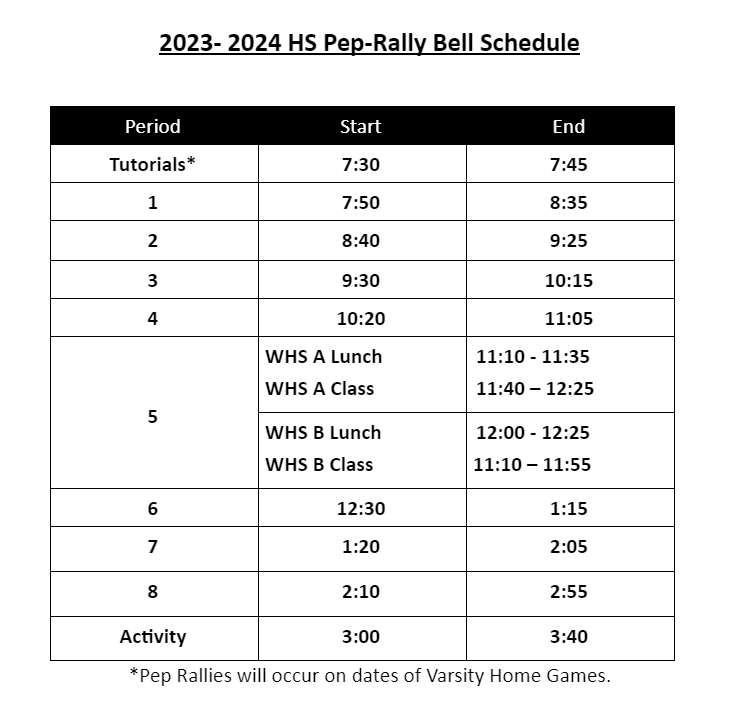 BELL ACTIVITY SCHEDULE Winona High School BELL ACTIVITY SCHEDULE Winona High School