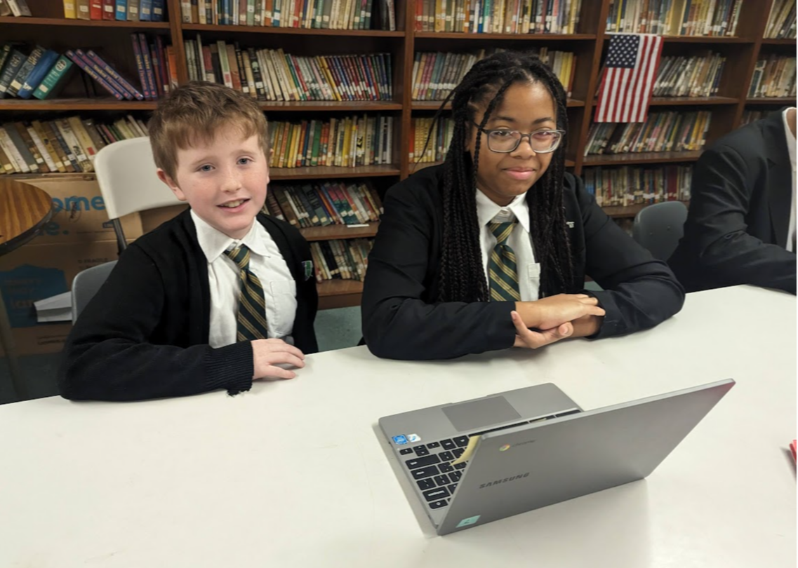 Fourth and Seventh grade students in St. Peter School Uniforms