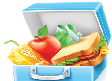 a lunch box with a sandwich an apple and banana