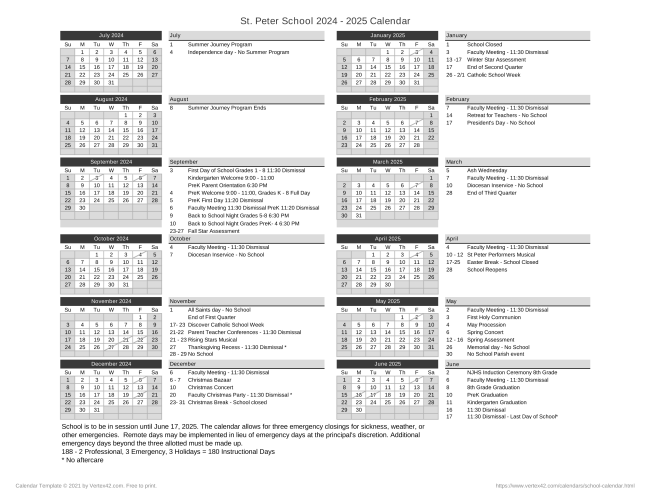 academic calendar