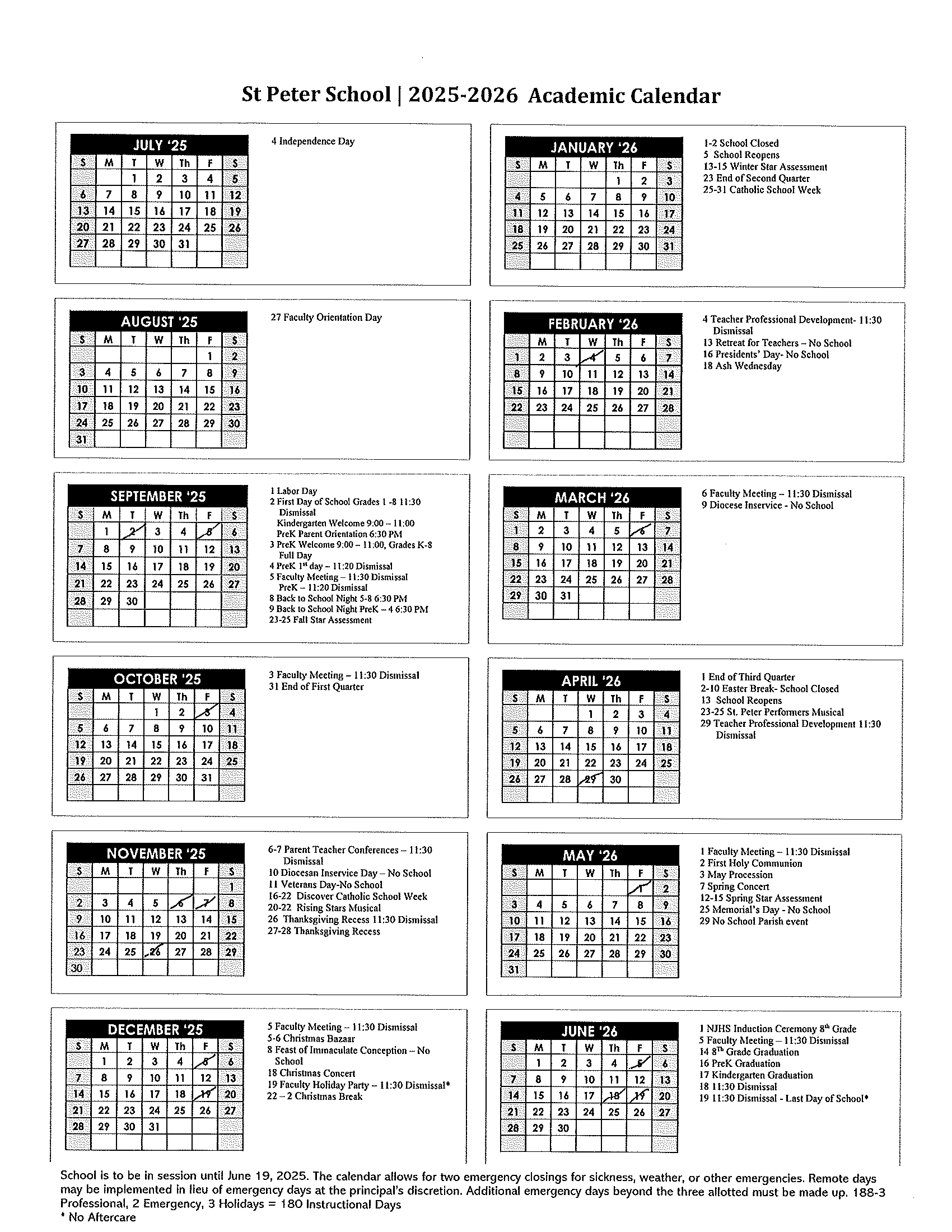 Academic Calendar 2025-2026