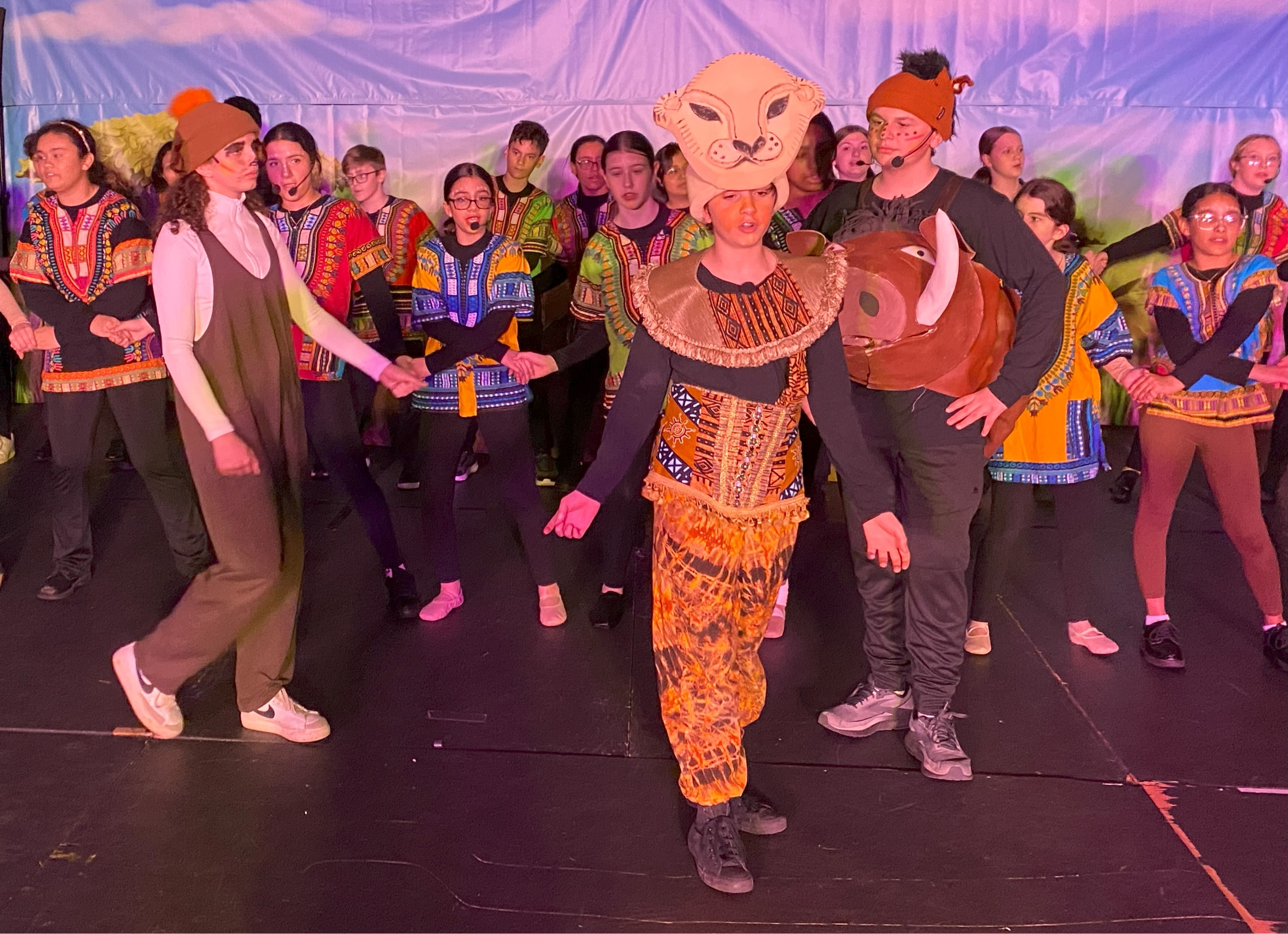 A group of middle school students dressed like the Lost Boys from the musical "Peter Pan, Jr"