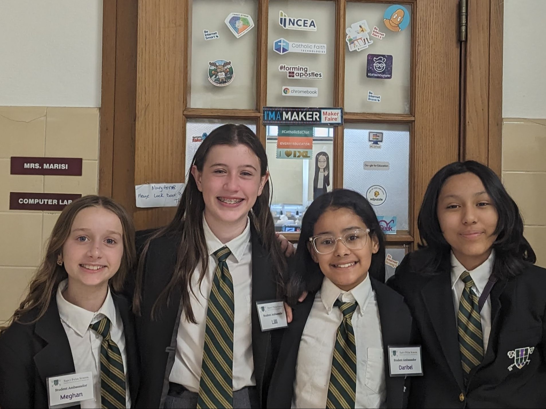 A group of Middle School girls with Nametags