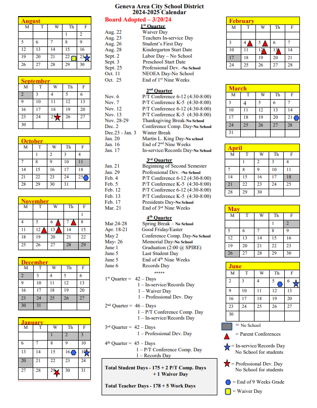24-25 Board Adopted Calendar