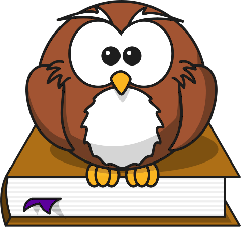 Image of an owl standing on a book.