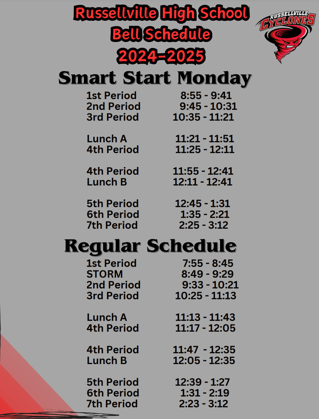 2024-2025 bell schedule