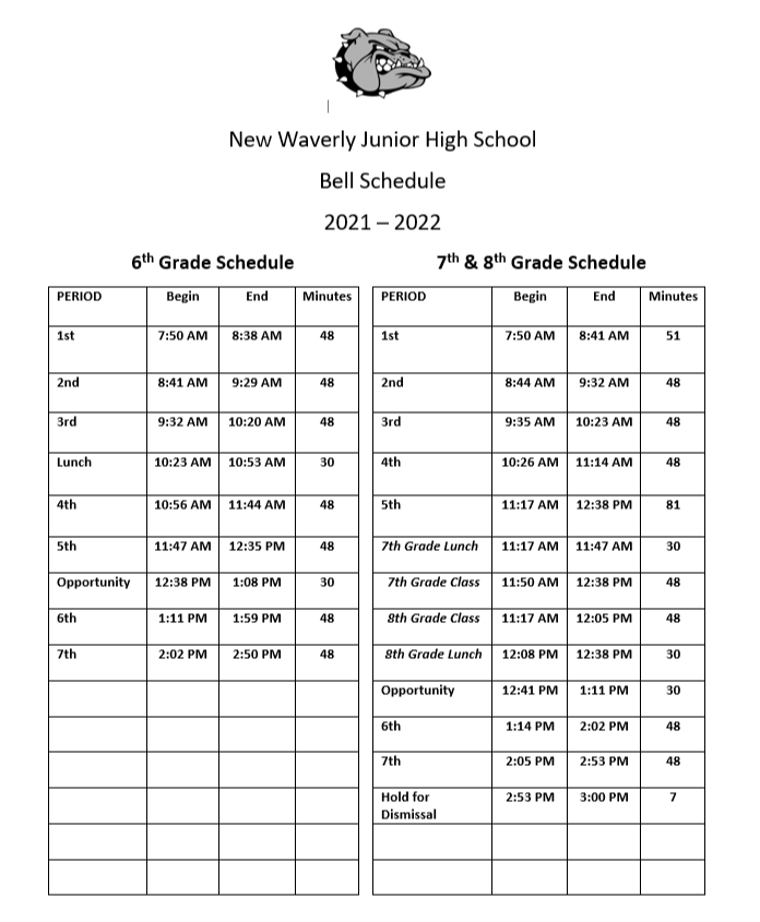 21-22 JH Bell schedule
