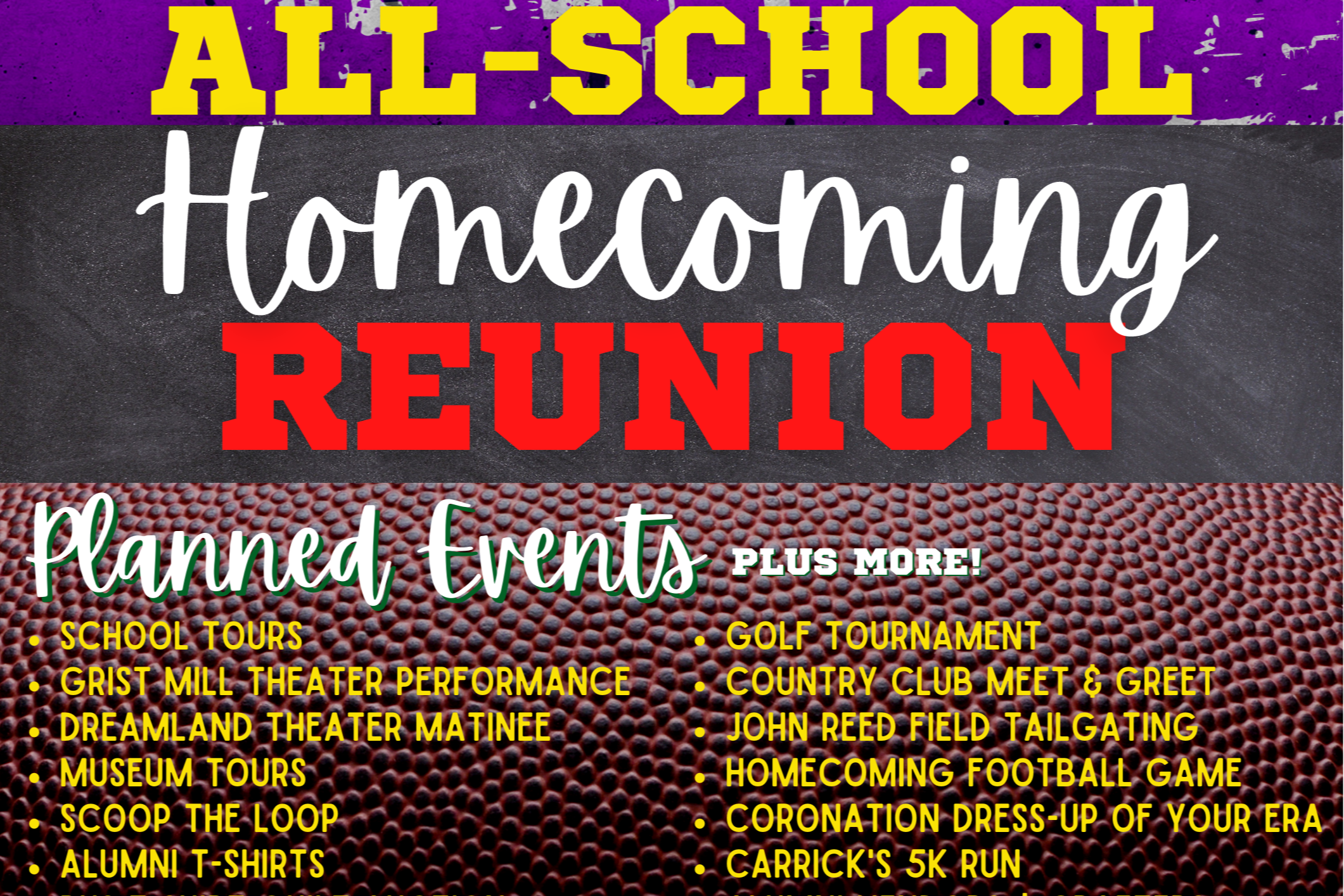 All School Reunion Wed Sept 28-Sat Oct 1, 2022