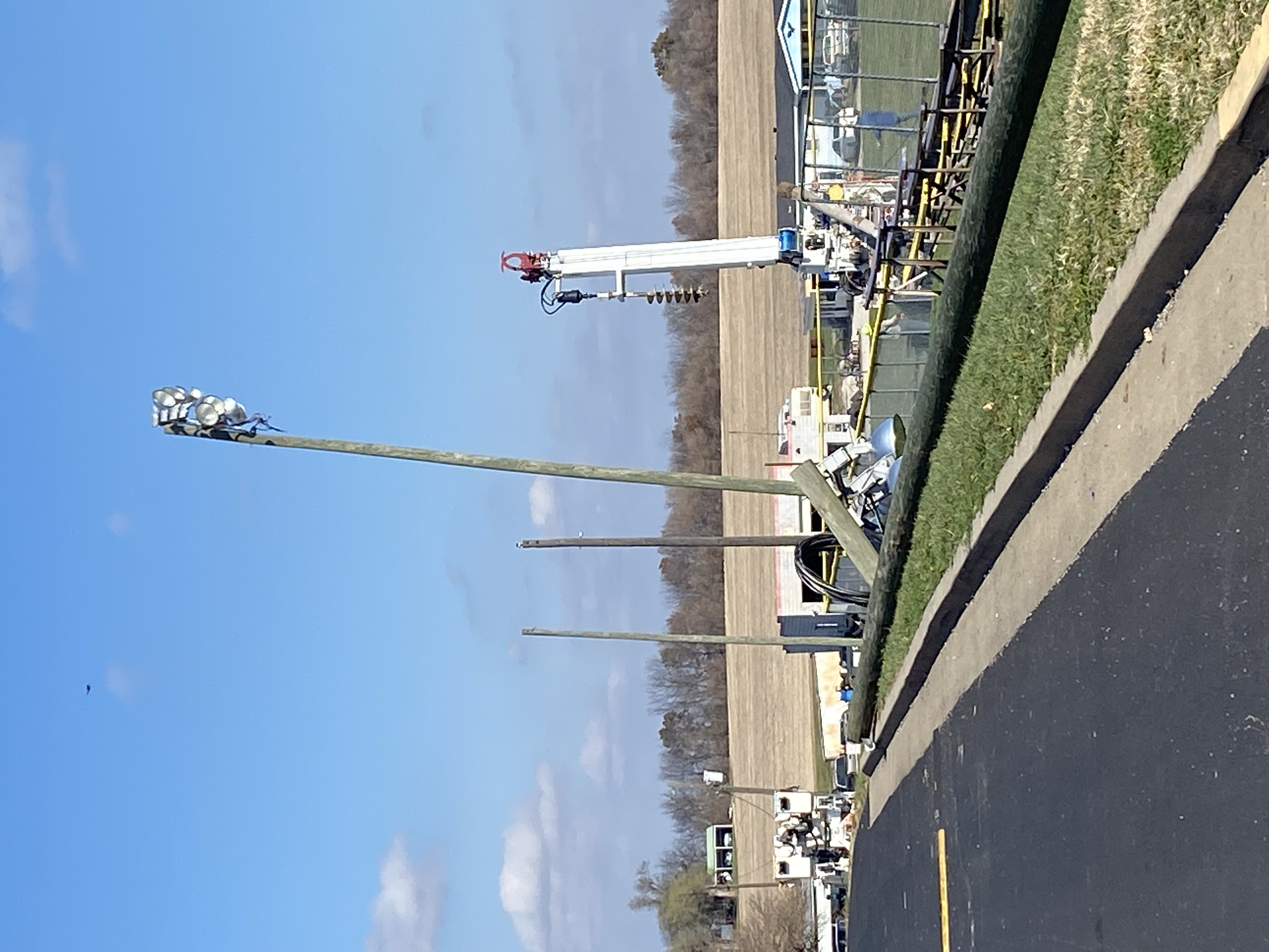 light poles being deconstructed