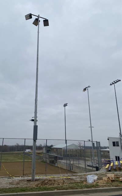 softball lights being installed