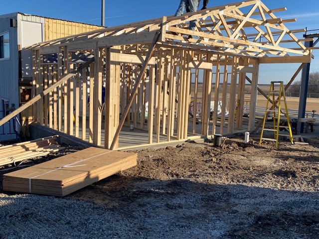 Construction progress of ball field bathroom