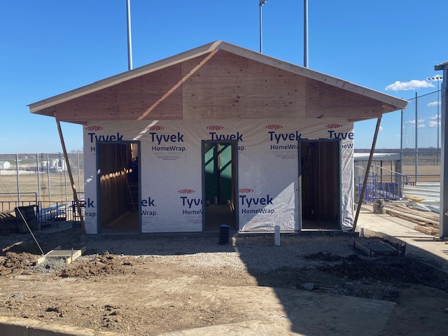 Construction progress of ball field bathroom