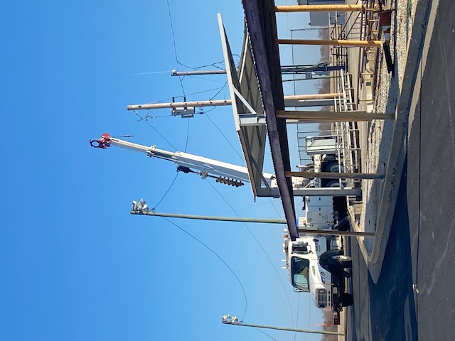 Progress of replacing softball field lights