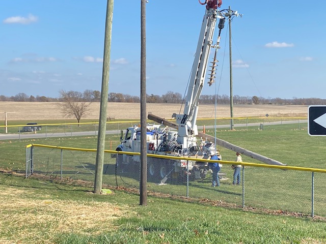 Progress of replacing softball field lights