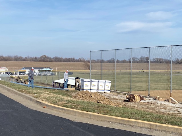 Progress of replacing softball field lights