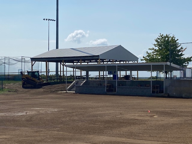 Progress on reconstructing softball field falls and dugouts