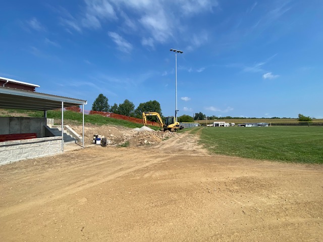 Progress on reconstructing softball field falls and dugouts