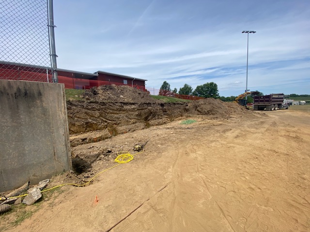 Progress on reconstructing softball field falls and dugouts