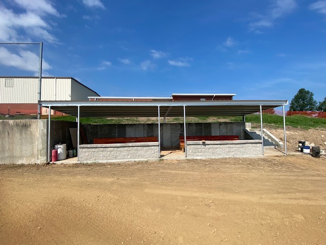 Progress on reconstructing softball field falls and dugouts