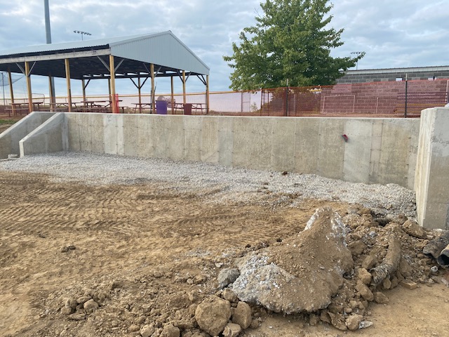 Progress on reconstructing softball field falls and dugouts