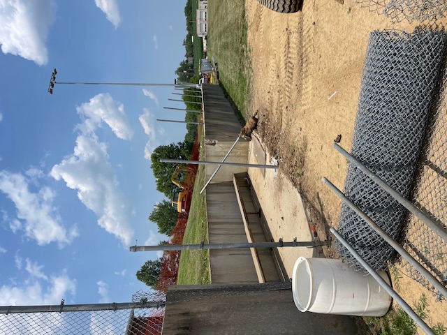 Progress on reconstructing softball field falls and dugouts