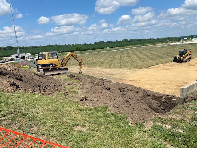 Progress on reconstructing softball field falls and dugouts