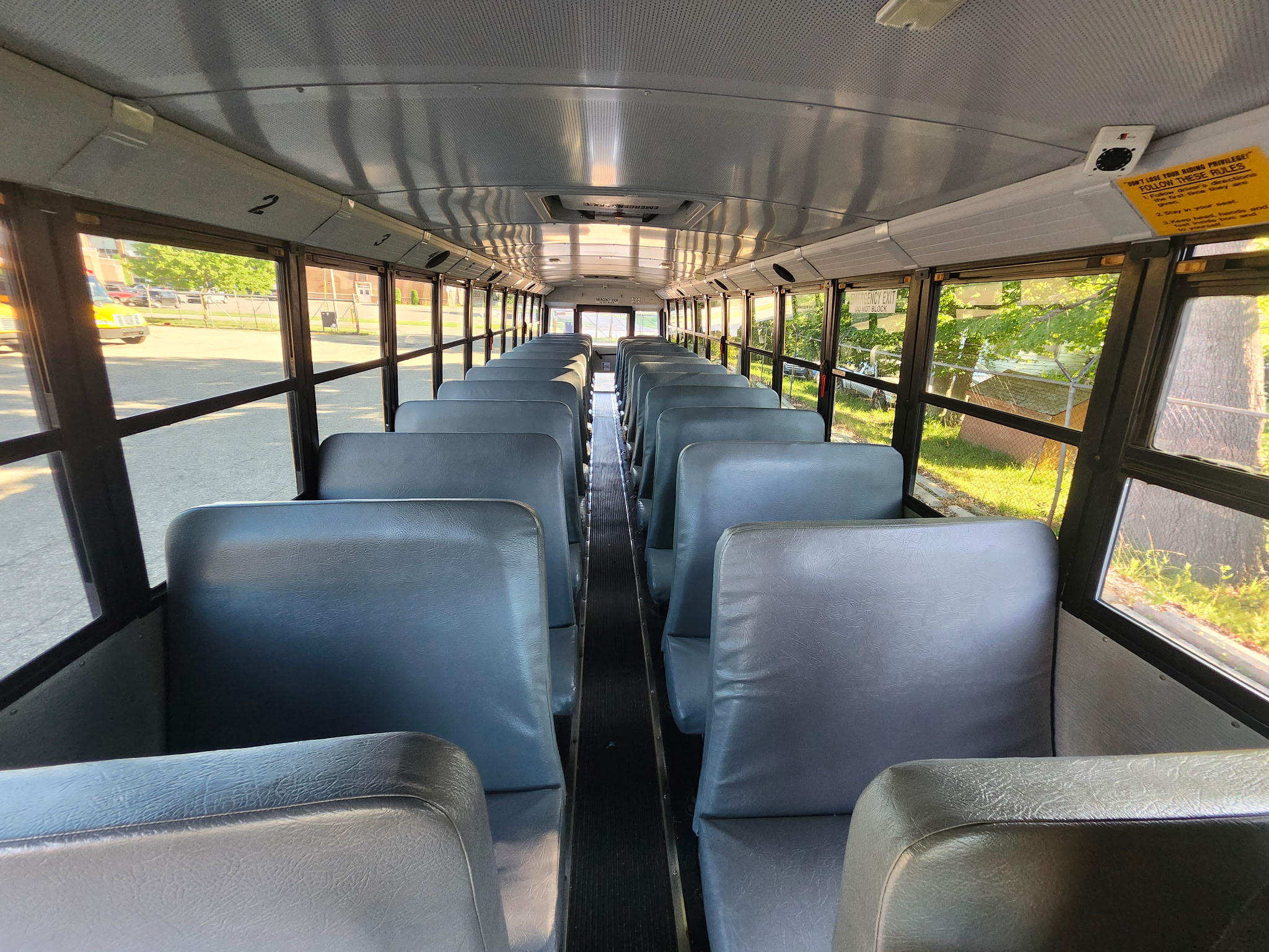 school bus interior view of seats