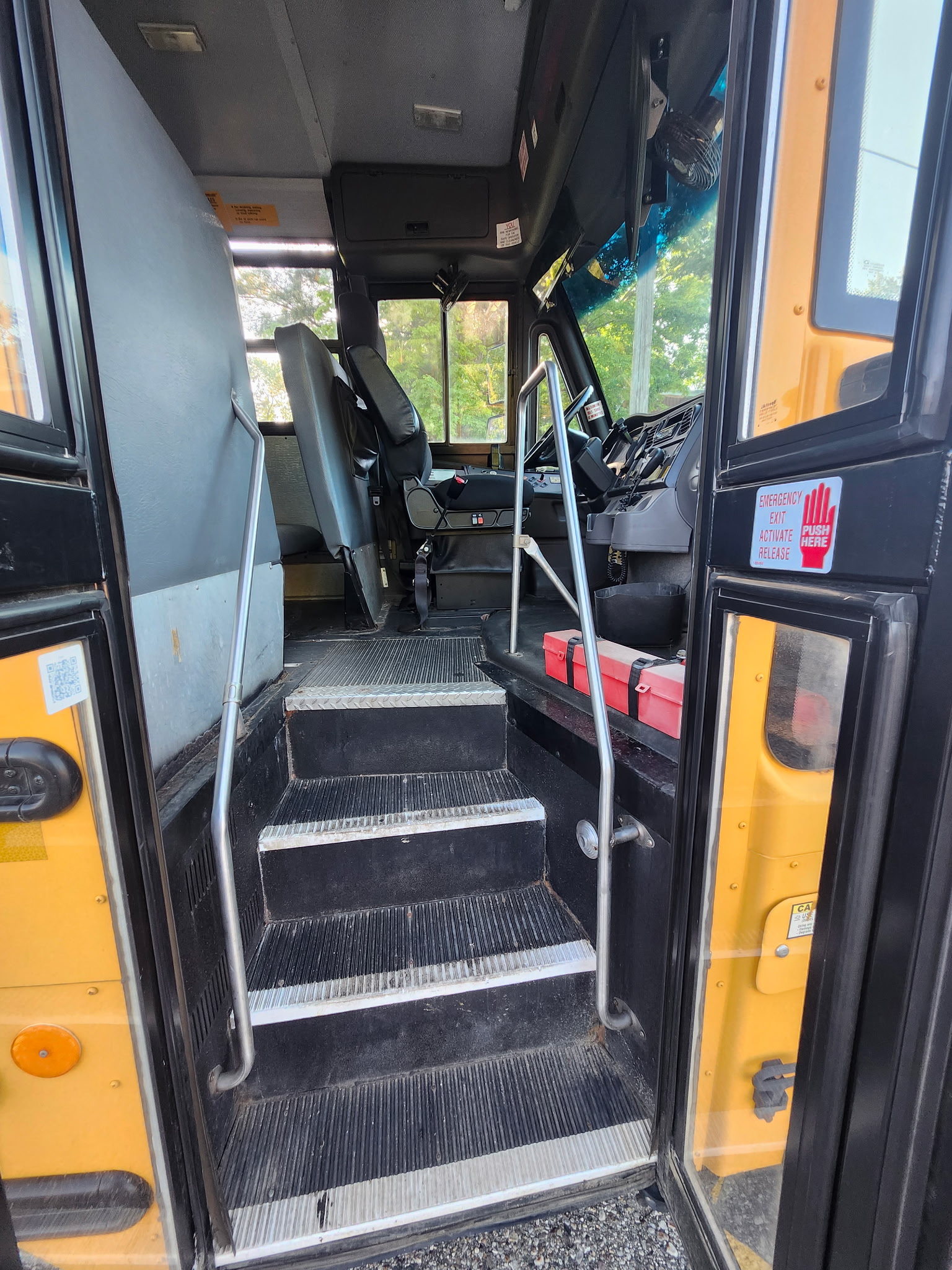 school bus steps and entry way