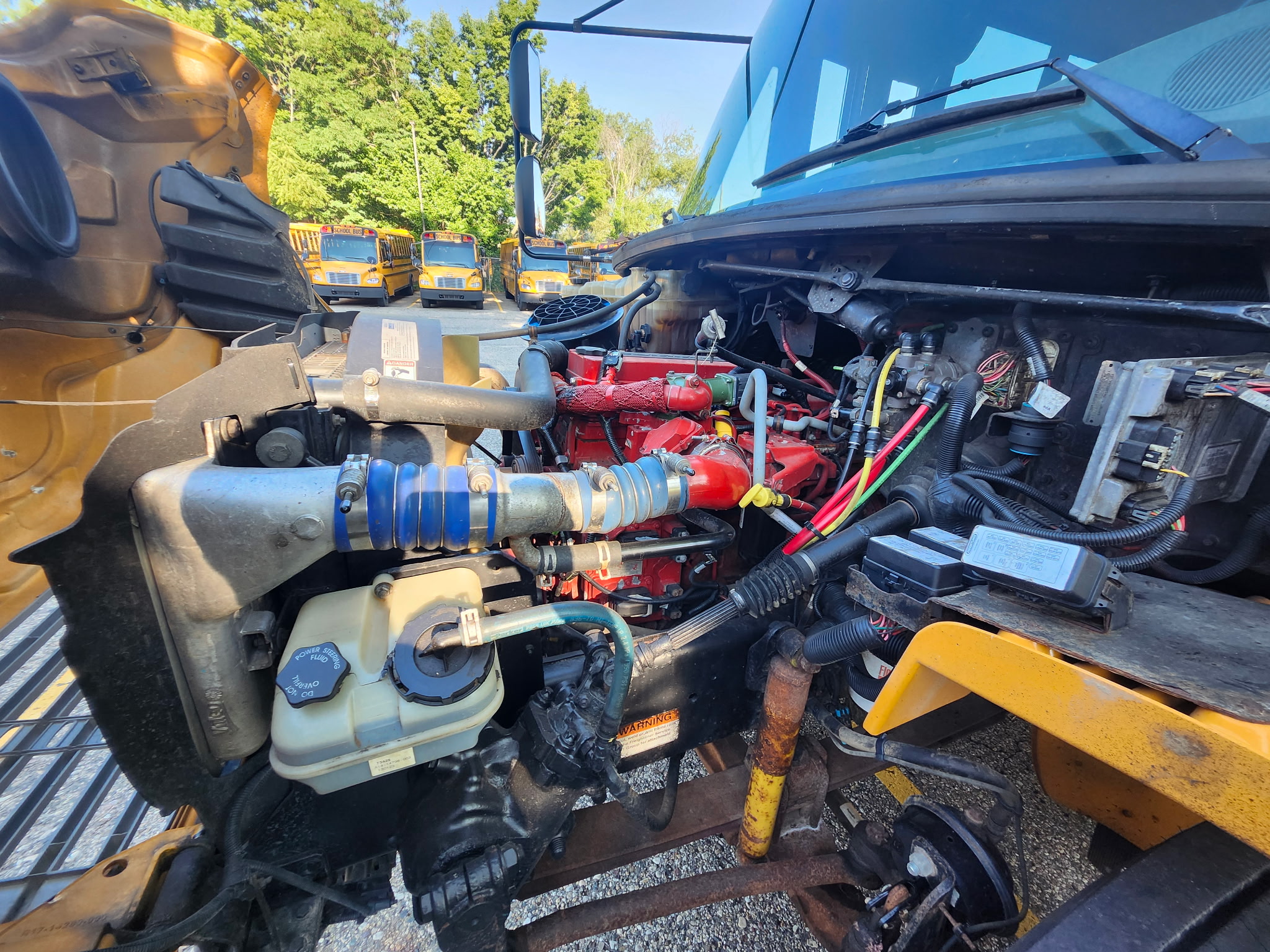 driver side of school bus engine