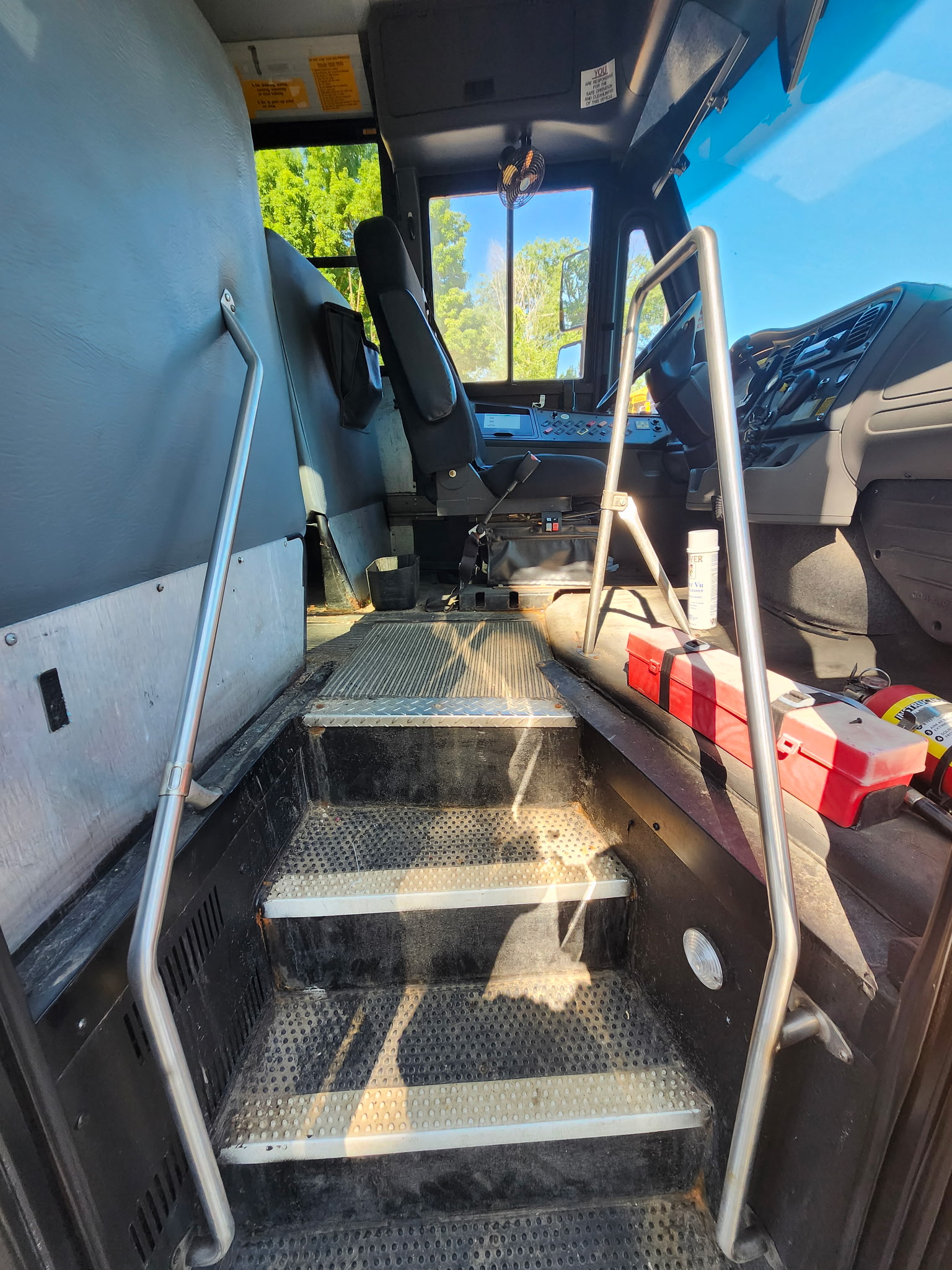 school bus entry way steps
