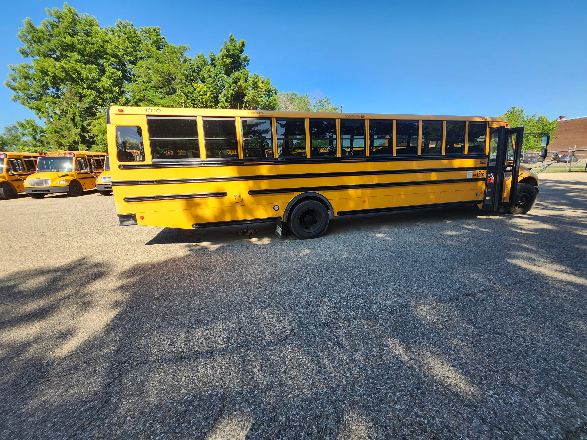 school bus passenger side exterior