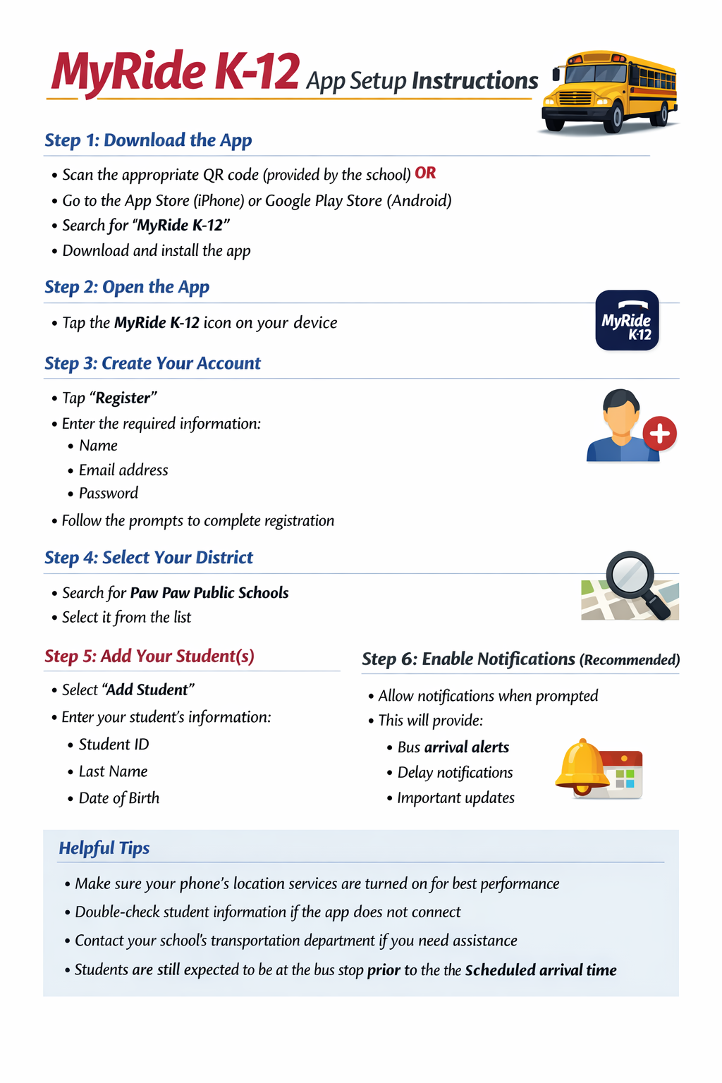 MyRide K-12 App Instructions
