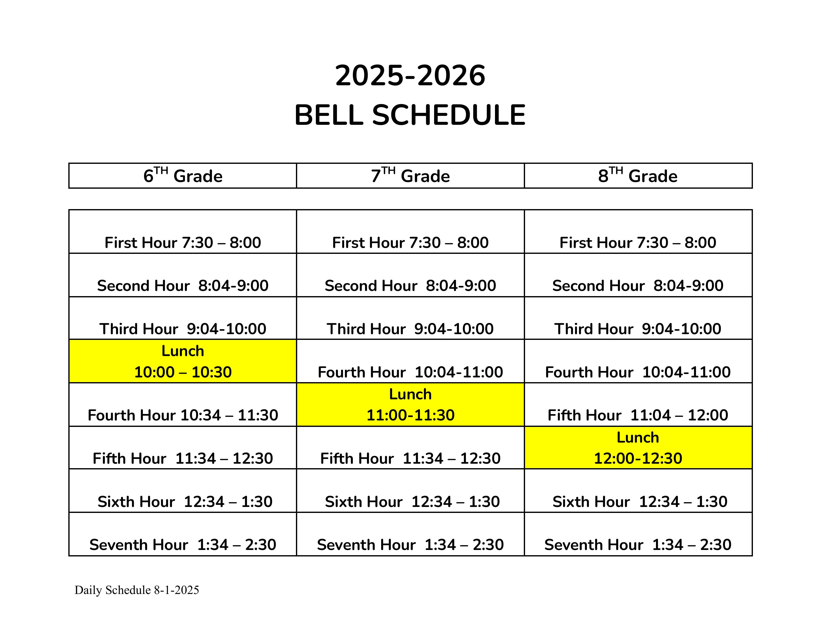 Bell Schedule