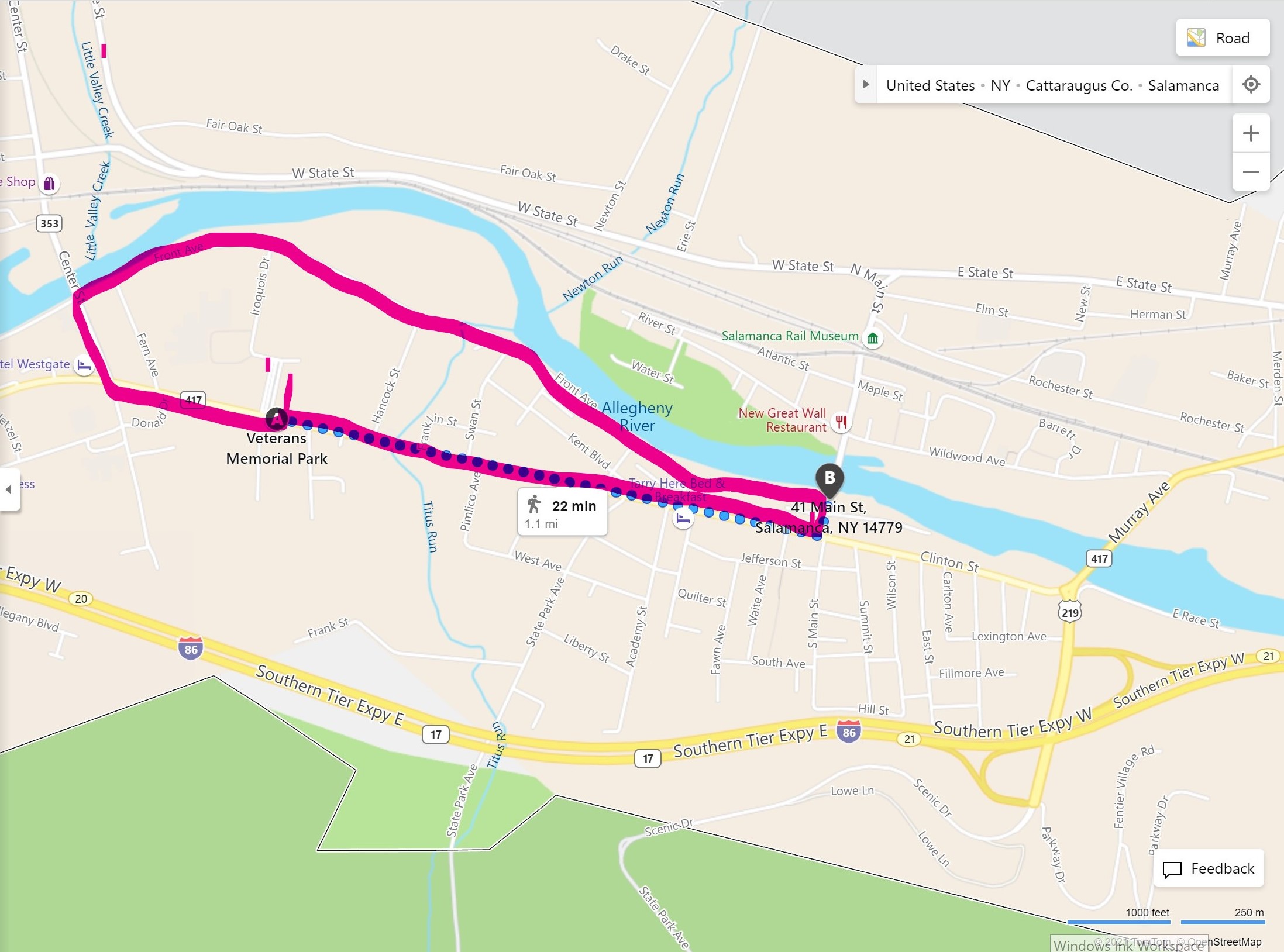 Map of 5k Run/Walk