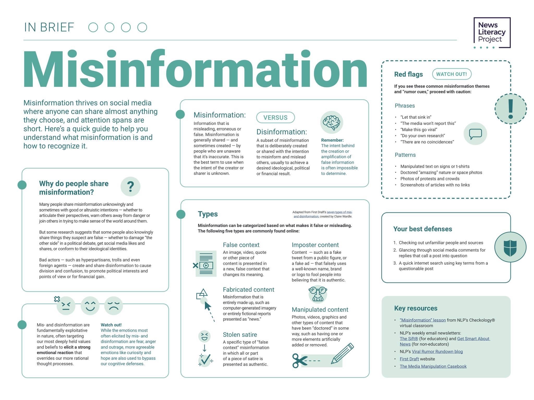 Misinformation chart from News Literacy Project