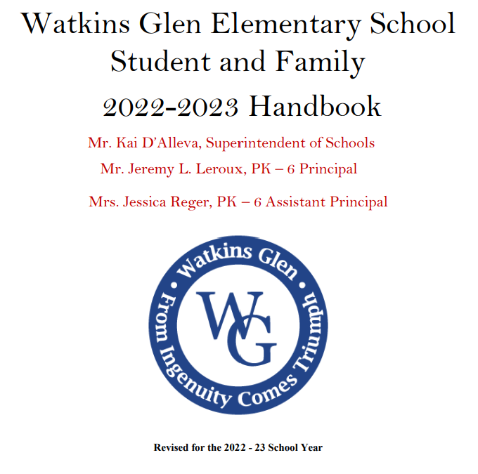 Student Handbook Watkins Glen Elementary School