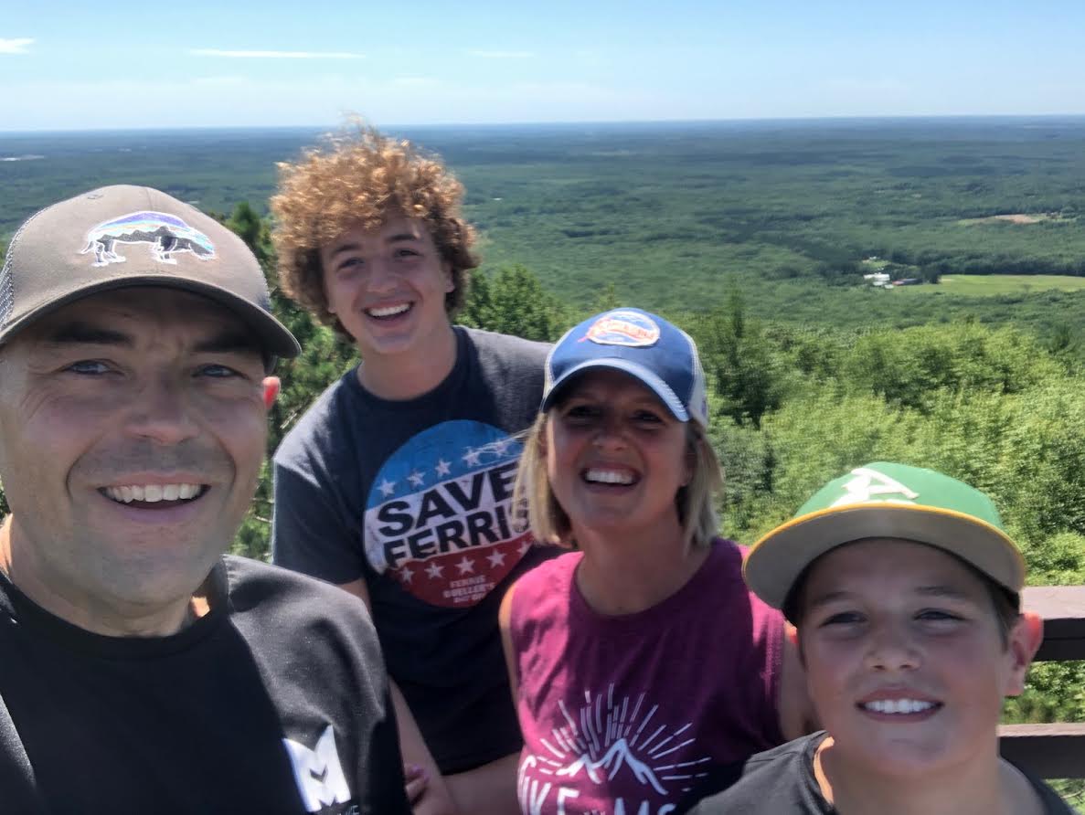 Left to right: Ryan Ruggles; son, Sam; wife, Kristi; and son Jacob, during a visit to Rib Mounain