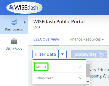 WISEdash District Filter