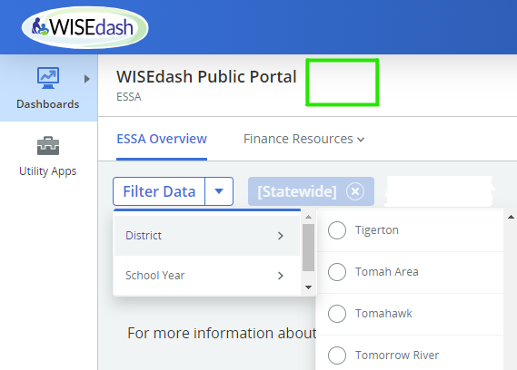 WISEdash - Blank portion of page to activate search