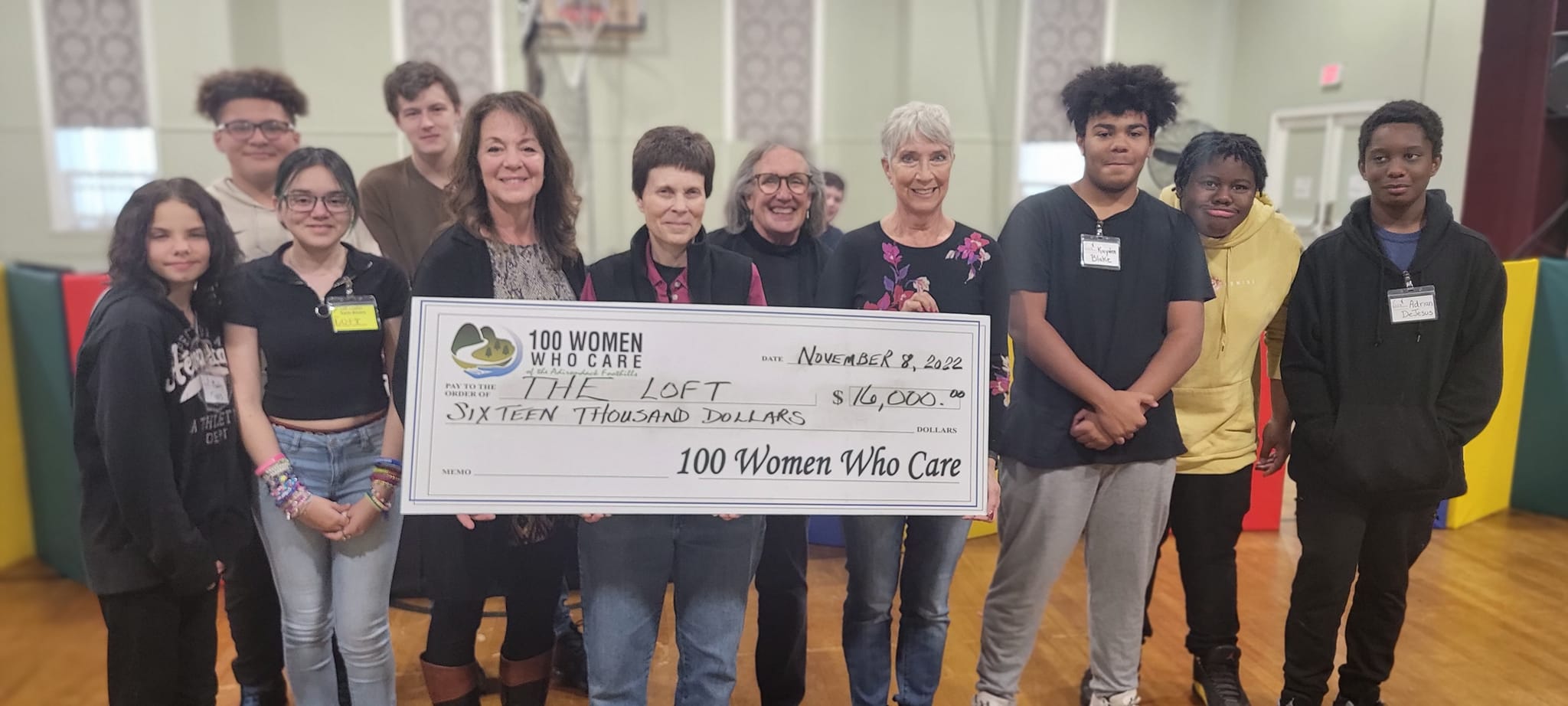 Thank you to "100 Women Who Care" organization for their generous donation of $16,000 to our Loft Program!