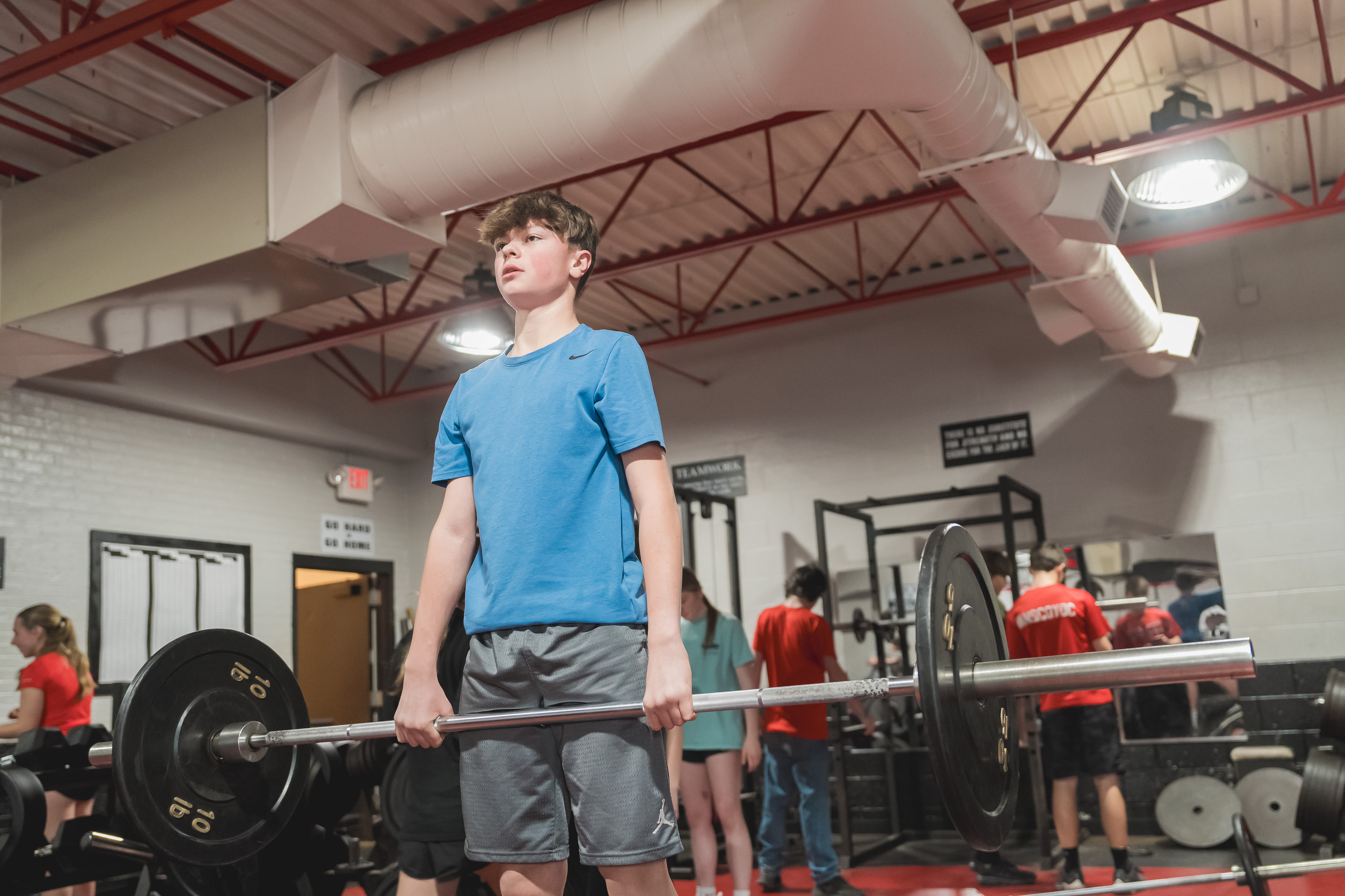 Reed City High School student in weight room