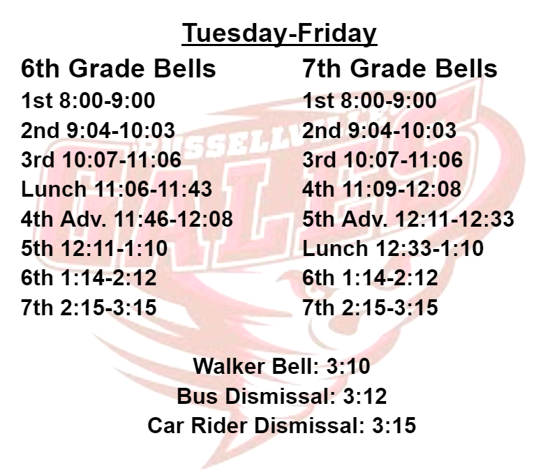 Tuesday - Friday Bell Schedule
